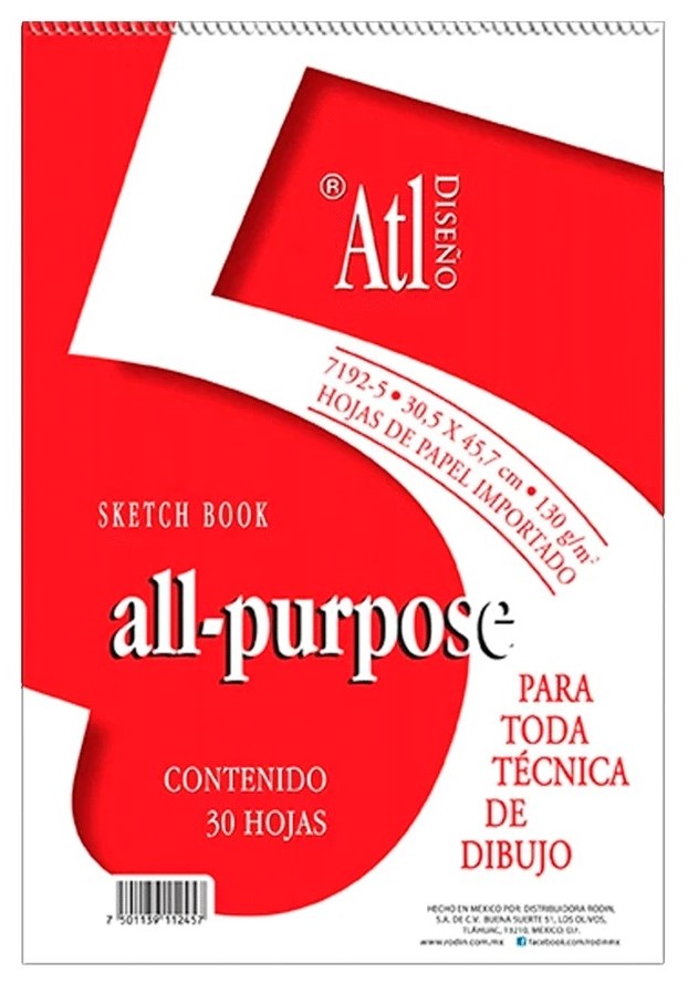 Block p/Arte MixMedia All Purpose #5 130g 30 hojas 30.5×45.7 Atl® 15245 Pieza 7501139112457 01