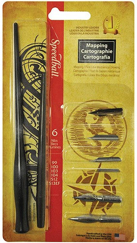Caligrafía Set Juego (1) Mango + 6 plumillas Speedball® 2965 [Pieza] 651032029653