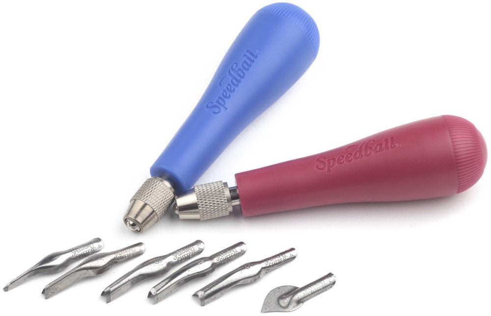 Gubia p/Tallado Juego (2) Mangos + 6 navajas Speedball® 4132 [Conjunto] 651032041327