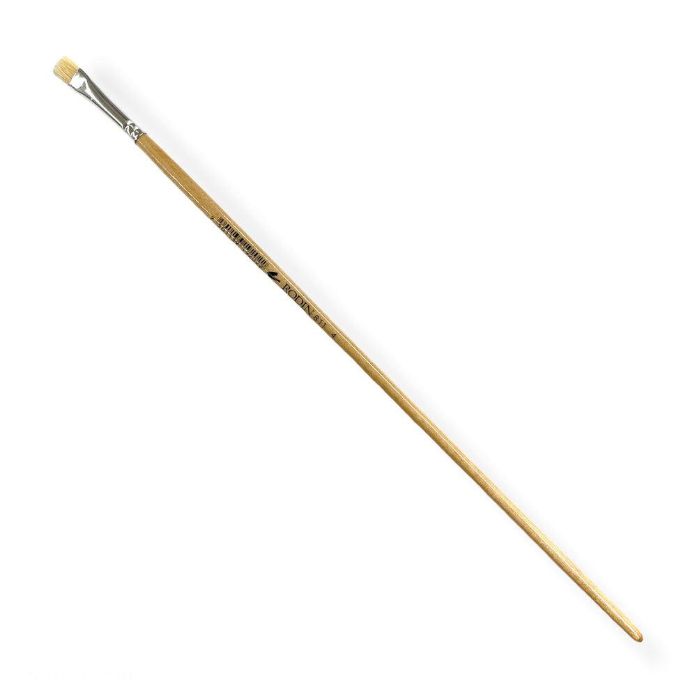 Pincel p/Oleo 811 Plano pelo Cerda #4 Natural Largo Rodin® 811-4 [Pieza] 7501139192022