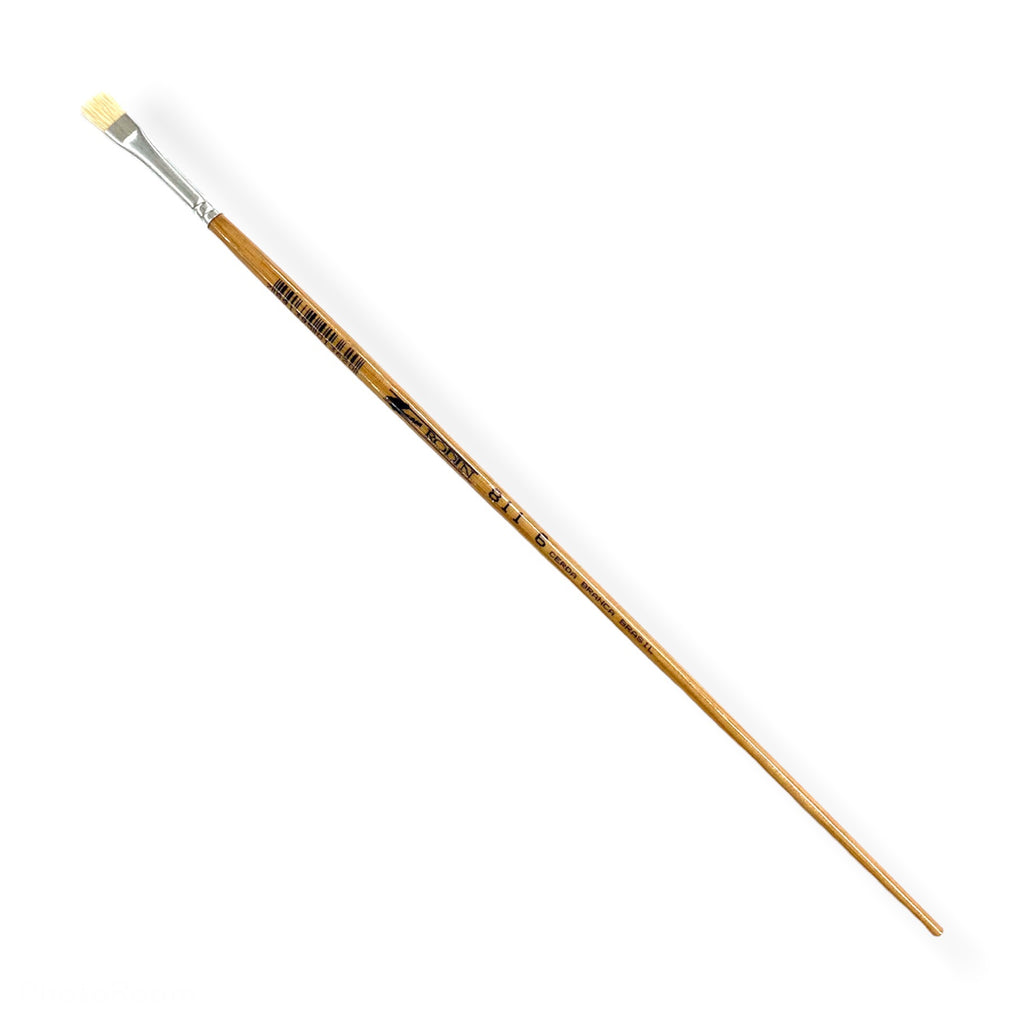 Pincel p/Oleo 811 Plano pelo Cerda #6 Natural Largo Rodin® 811-6 [Pieza] 7501139192039