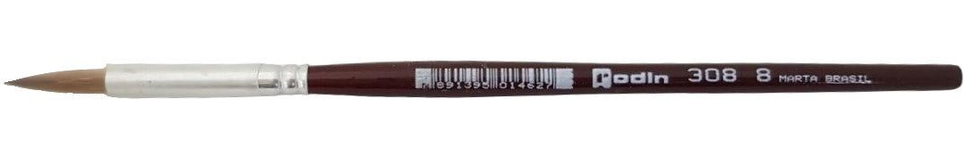 Pincel p/Acuarela 308 Redondo pelo de Marta #8 Vino Corto Rodin® 308-8 [Pieza] 7891395014627