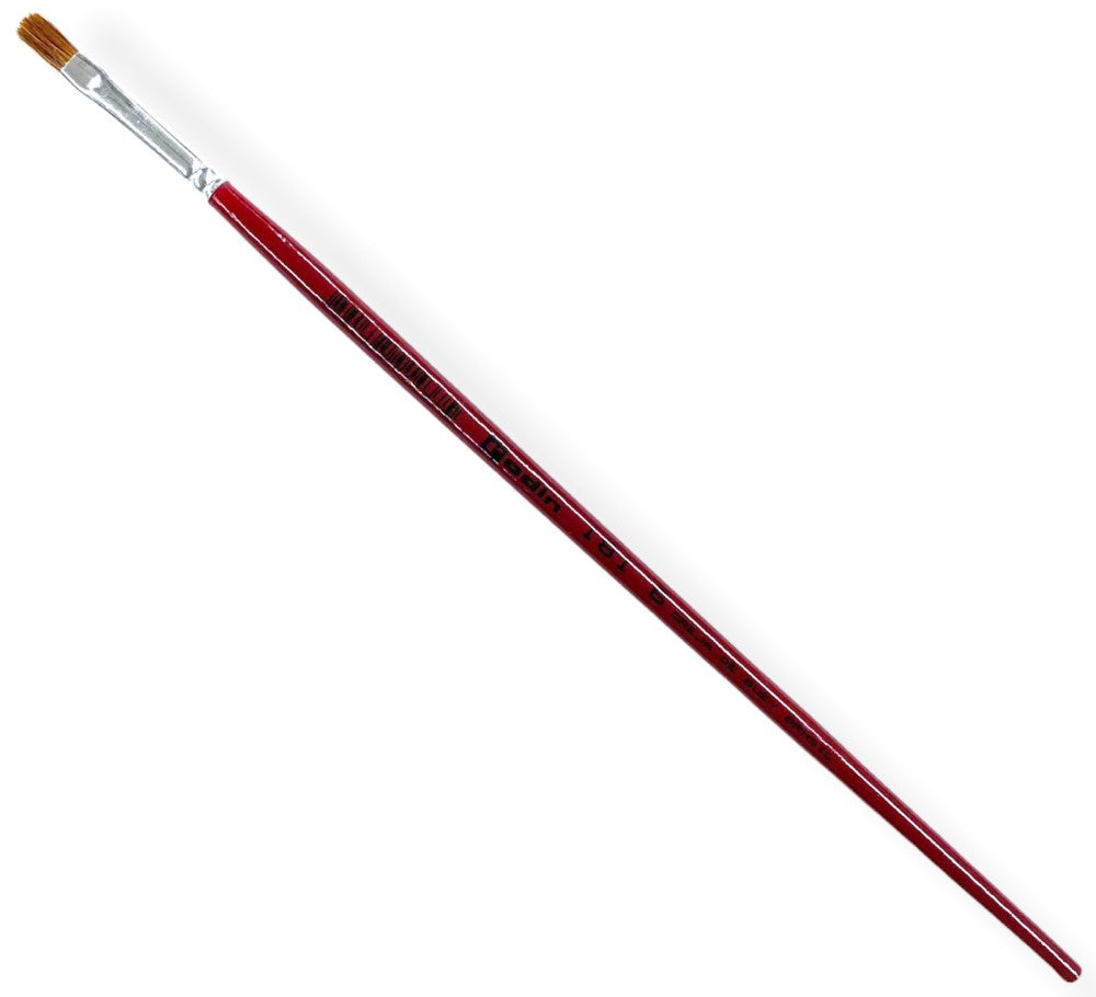 Pincel p/Acrílico 181 Plano pelo Oreja Buey #6 Rojo Largo Rodin® 181-6 Pieza 7501139191551 01