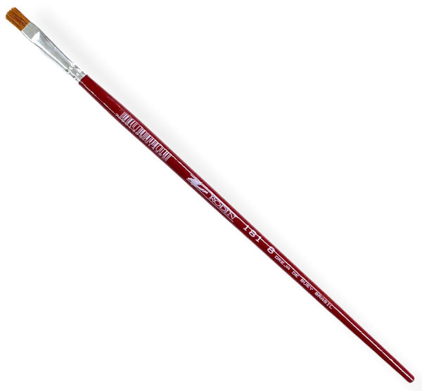 Pincel p/Acrílico 181 Plano pelo Oreja Buey #8 Rojo Largo Rodin® 181-8 Pieza 7501139191568 01