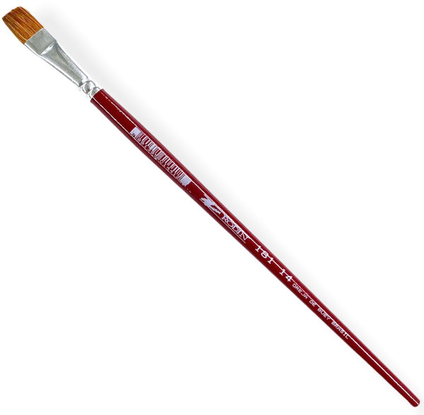 Pincel p/Acrílico 181 Plano pelo Oreja Buey #14 Rojo Largo Rodin® 181-14 Pieza 7501139191599 01