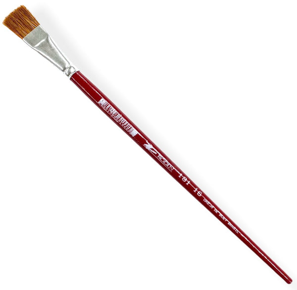 Pincel p/Acrílico 181 Plano pelo Oreja Buey #16 Rojo Largo Rodin® 181-16 Pieza 7501139191605 01