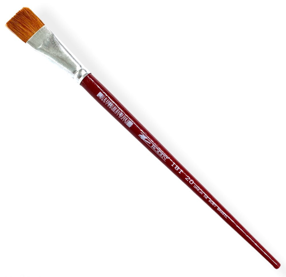 Pincel p/Acrílico 181 Plano pelo Oreja Buey #20 Rojo Largo Rodin® 181-20 Pieza 7501139191629 01