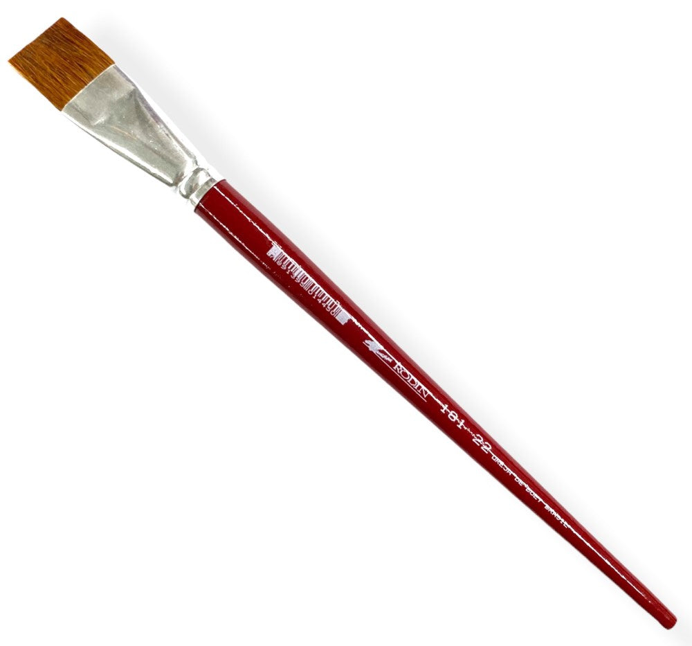 Pincel p/Acrílico 181 Plano pelo Oreja Buey #22 Rojo Largo Rodin® 181-22 Pieza 7501139191636 01