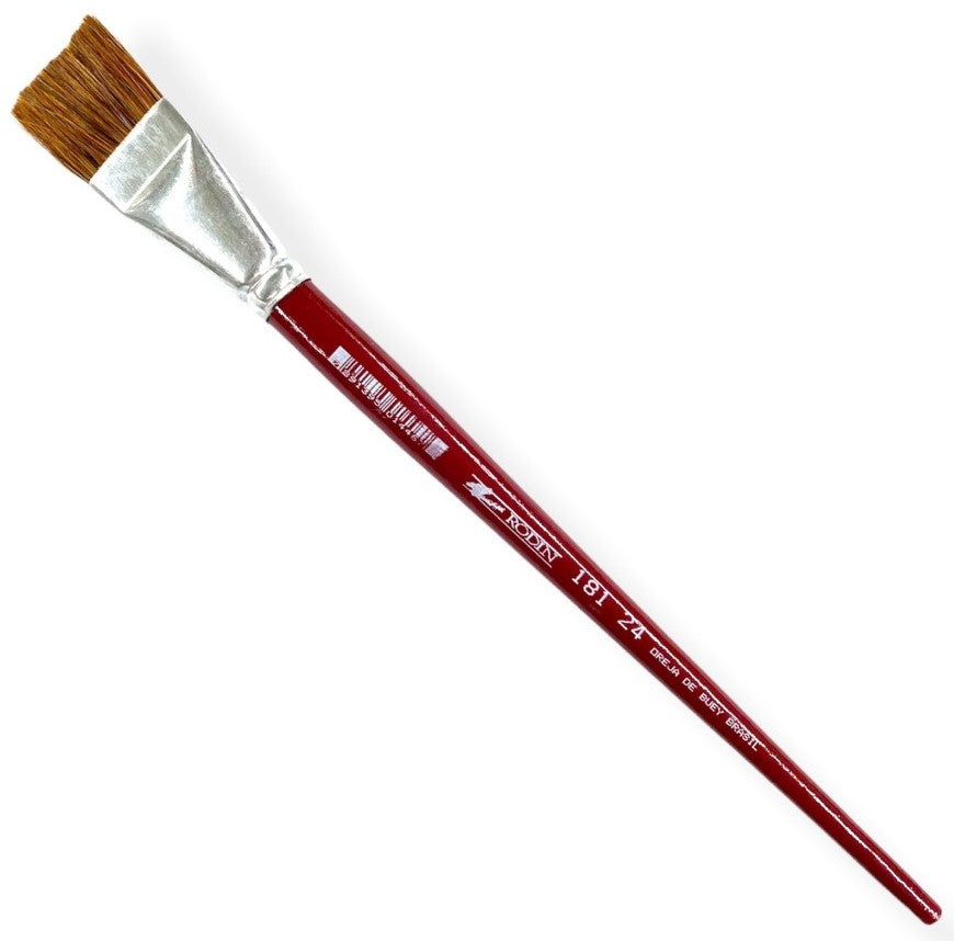 Pincel p/Acrílico 181 Plano pelo Oreja Buey #24 Rojo Largo Rodin® 181-24 Pieza 7501139191643 01