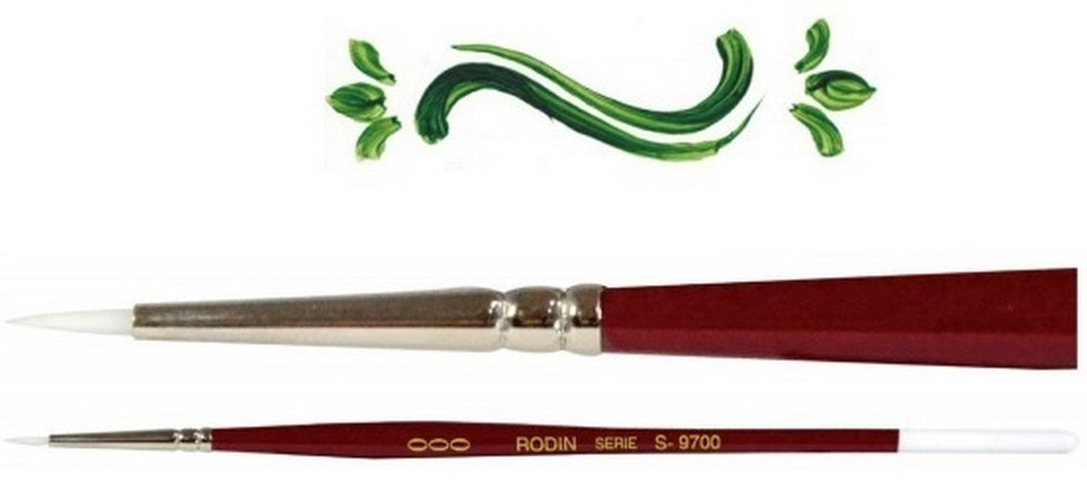 Pincel p/Acrílico 9700 Redondo Sintético #4 Blanco-Rojo Corto Rodin® 9700-4 [Pieza] 7501139129905