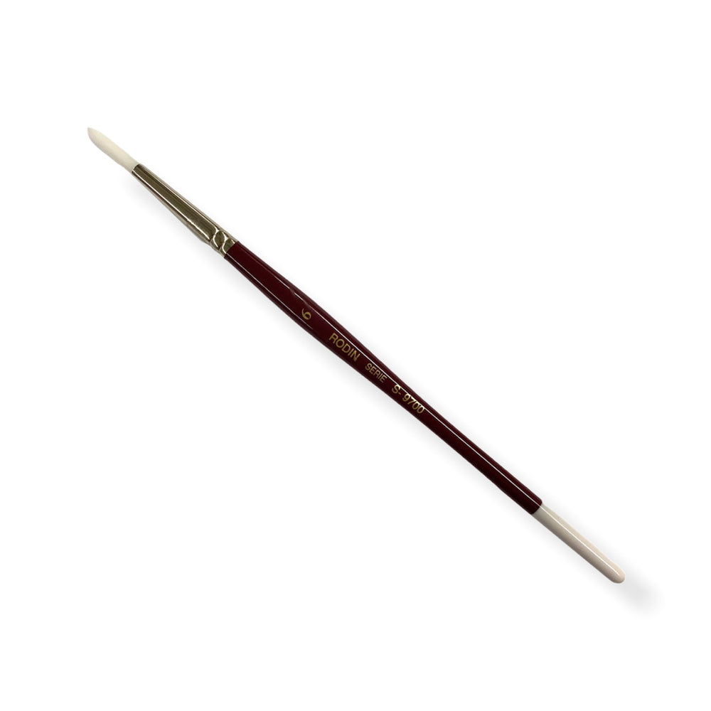 Pincel p/Acrílico 9700 Redondo Sintético #6 Blanco-Rojo Corto Rodin® 9700-6 [Pieza] 7501139129929