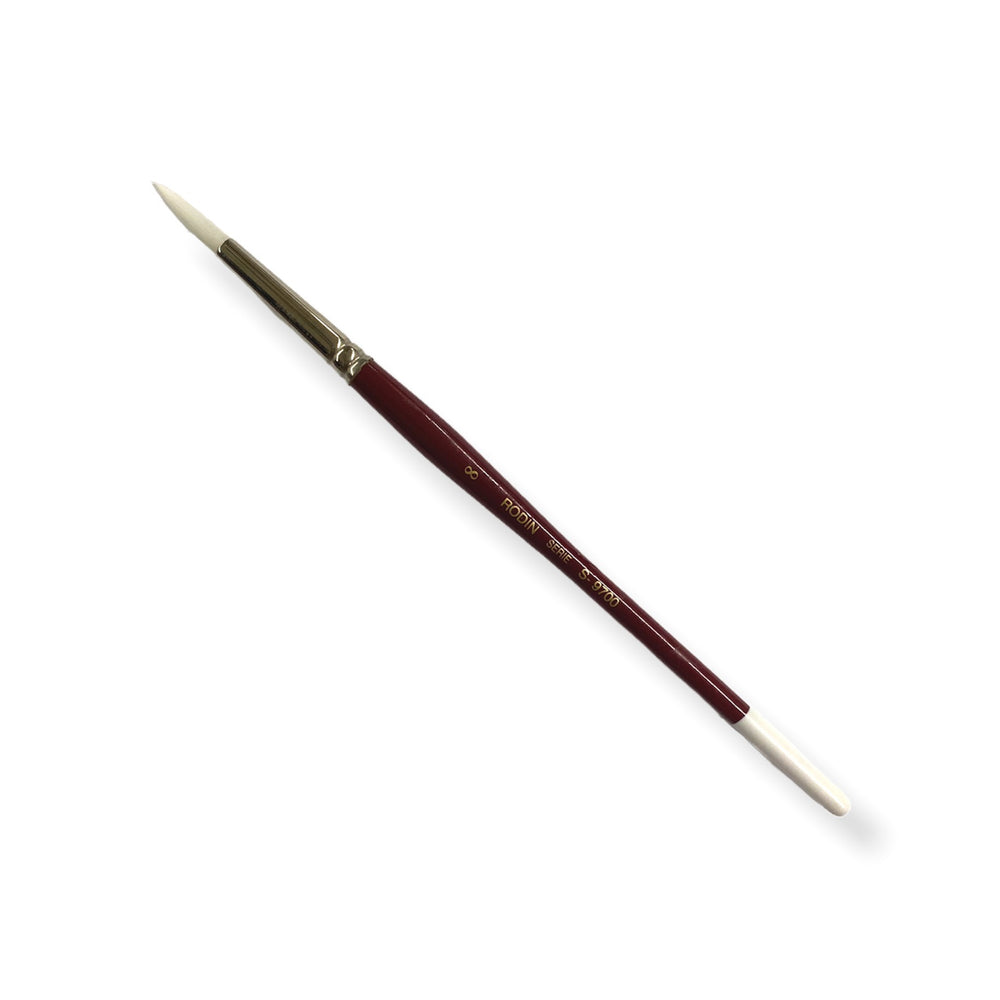 Pincel p/Acrílico 9700 Redondo Sintético #8 Blanco-Rojo Corto Rodin® 9700-8 [Pieza] 7501139129943