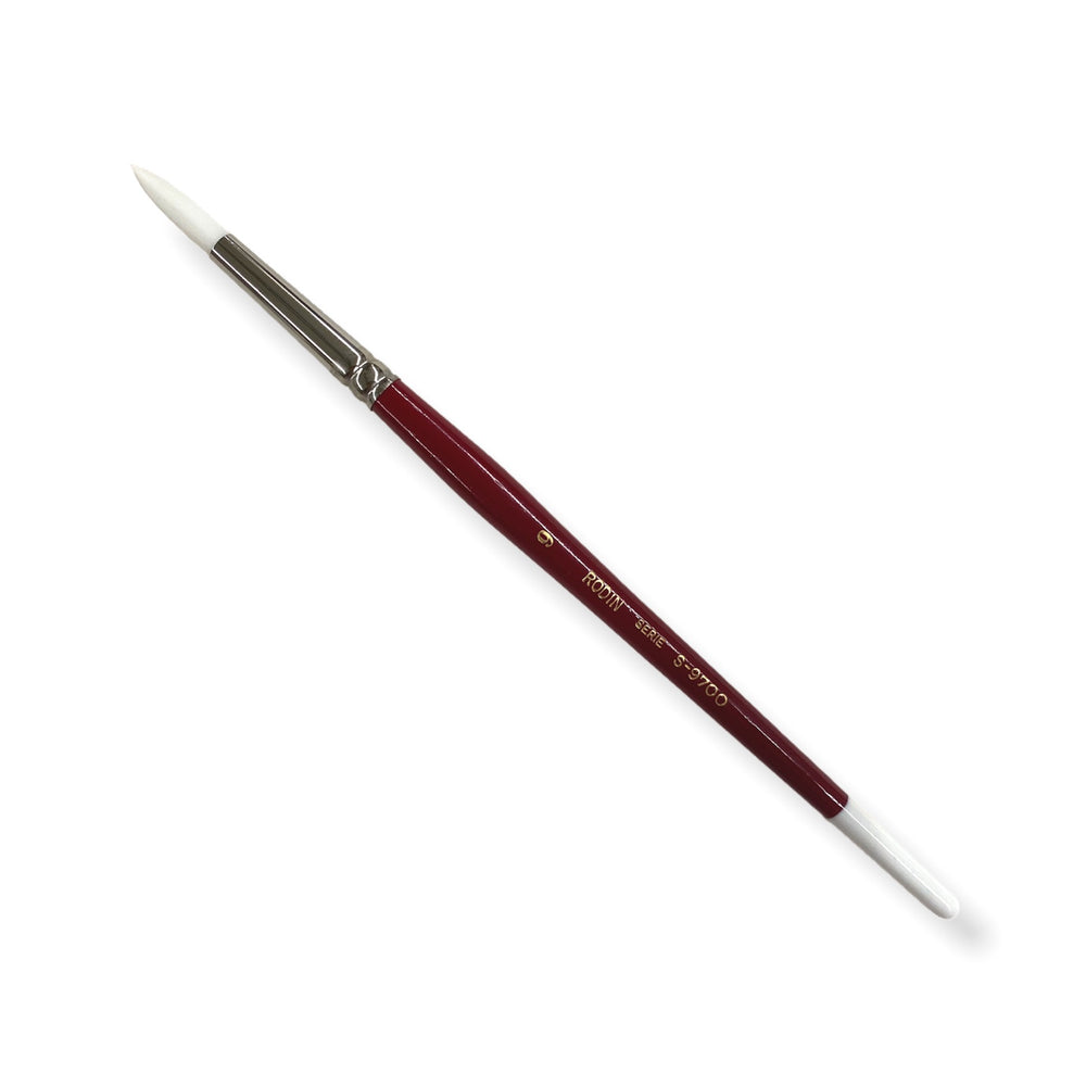 Pincel p/Acrílico 9700 Redondo Sintético #9 Blanco-Rojo Corto Rodin® 9700-9 [Pieza] 7501139129950