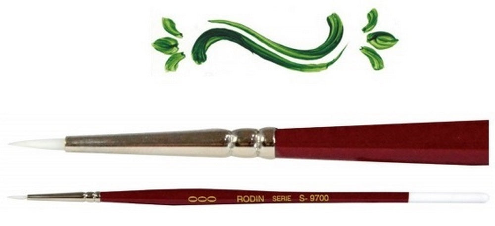 Pincel p/Acrílico 9700 Redondo Sintético #00 Blanco-Rojo Corto Rodin® 9700-00 [Pieza] 7501139129998