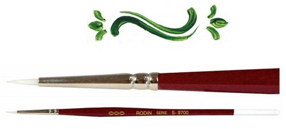 Pincel p/Acrílico 9700 Redondo Sintético #000 Blanco-Rojo Corto Rodin® 9700-000 [Pieza] 7501139130000