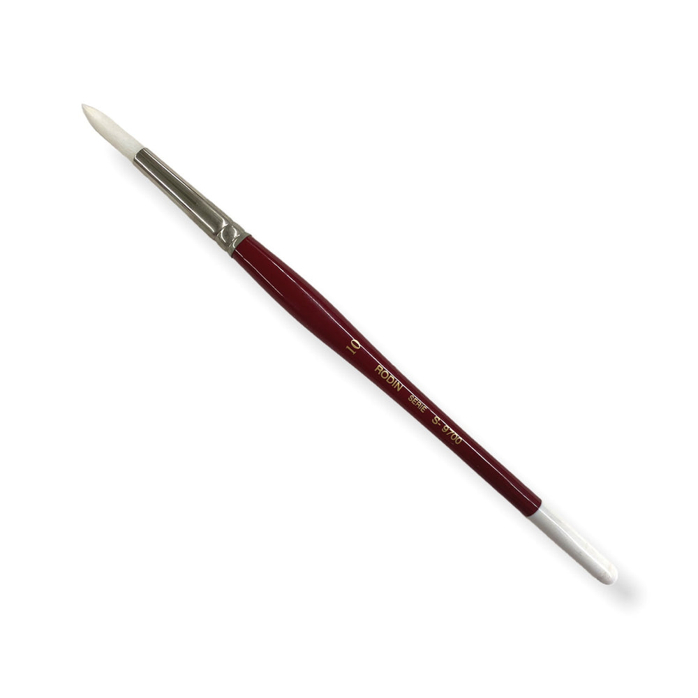 Pincel p/Acrílico 9700 Redondo Sintético #10 Blanco-Rojo Corto Rodin® 9700-10 [Pieza] 7501139129967