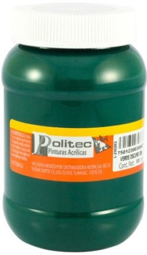 Pintura Acrílica Línea300 500ml Verde Oscuro Politec® #306 Pieza 7501230030667 01
