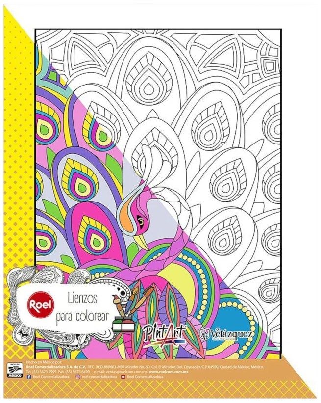 Cartón Forrado con Tela Pavo Real Mandala 28×35cm Roel® PR0LCM016 Pieza 7501858991043 01