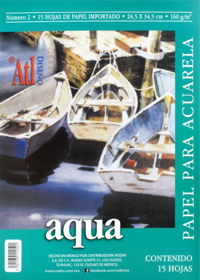 Block p/Arte Acuarela Aqua #2 160g 15 hojas 24.5×34.5 Alt® 806 [Pieza] 7501139112501