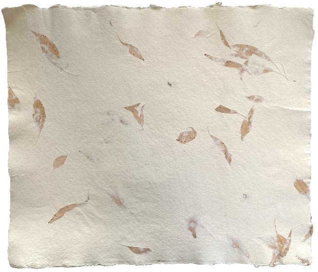 Papel Hecho a Mano c/Hoja Oscura Blanco 50×60cm Nattura® PEX1+102 Hoja 01