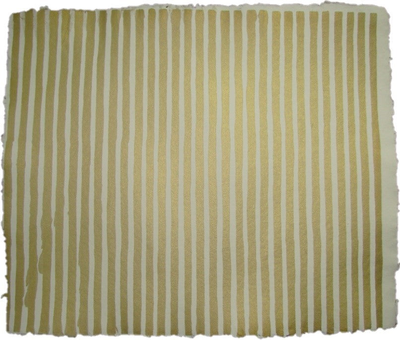 Papel Hecho a Mano Impreso Lineas Oro Crema 20×30cm Nattura® PEX3+402 Hoja 01