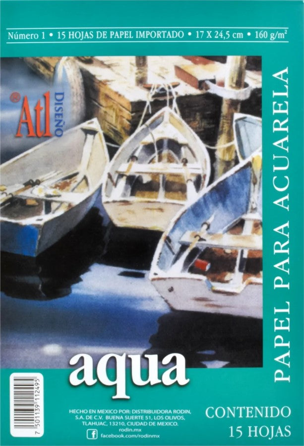 Block p/Arte Acuarela Aqua #1 160g 15 hojas 17×24.5cm Alt® 805 [Pieza] 7501139112495