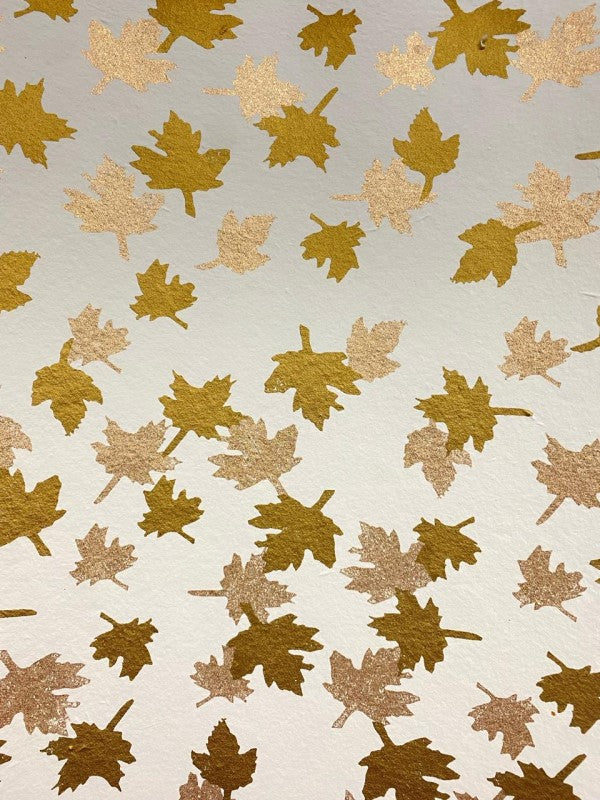 Papel Hecho a Mano Impreso Hojas Maple Crema 50×60cm Nattura® PEX3+404 Hoja 01