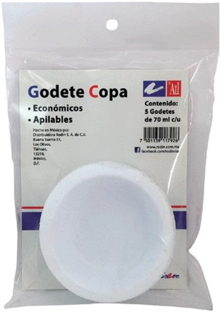 Godete de Plástico Copa Bolsa c/5 1 Cavidad 70ml c/u Alt® [Pieza] 7501139117926