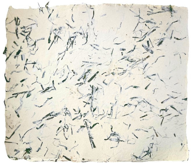 Papel Hecho a Mano c/Rafia Verde Crema 50×60cm Nattura® PEX1+502 Hoja 01