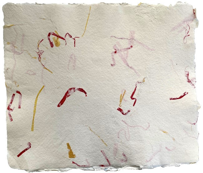 Papel Hecho a Mano c/Rafia Amarillo y Rojo Crema 50×60cm Nattura® PEX1+505 Hoja 01