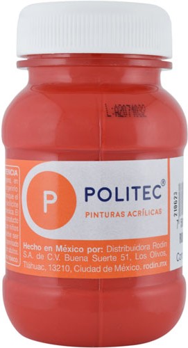 Pintura Acrílica Línea300 100ml Rojo Toluidina Politec® #309 Pieza 7501230030933 01