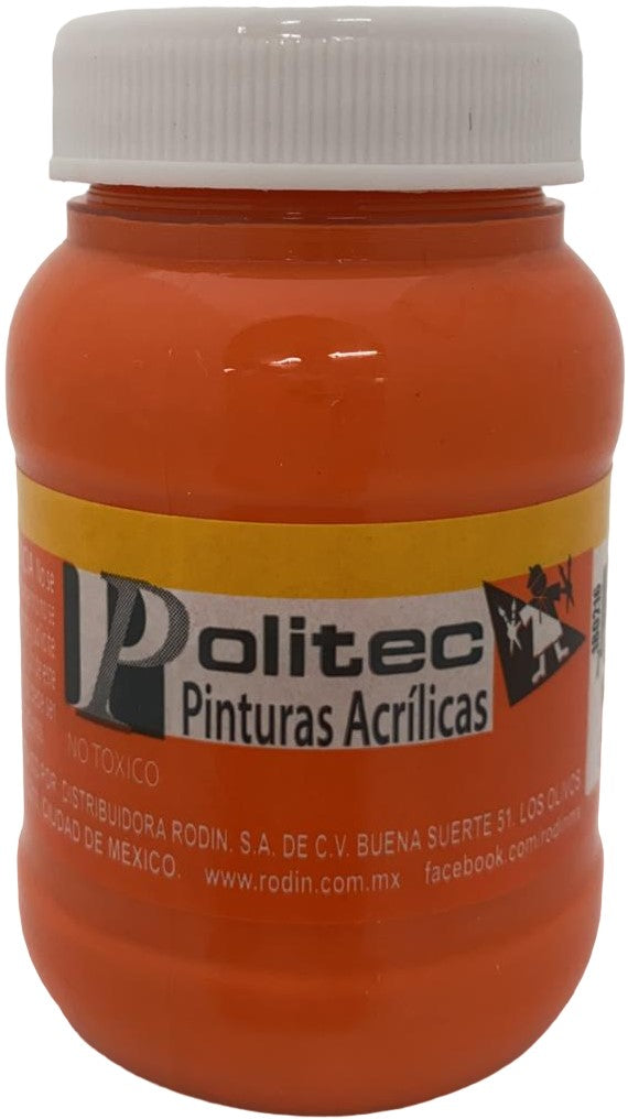 Pintura Acrílica Línea300 100ml Naranja Claro Politec® #332 Pieza 7501230033231 01