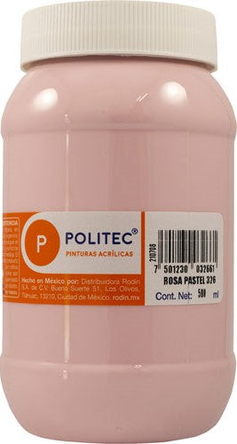 Pintura Acrílica Línea300 500ml Rosa pastel Politec® #326 Pieza 7501230032661 01