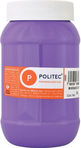 Pintura Acrílica Línea300 500ml Morado Politec® #334 Pieza 7501230033460 01
