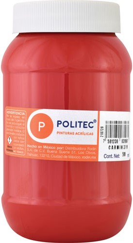 Pintura Acrílica Línea300 500ml Carmín Politec® #319 Pieza 7501230031961 01
