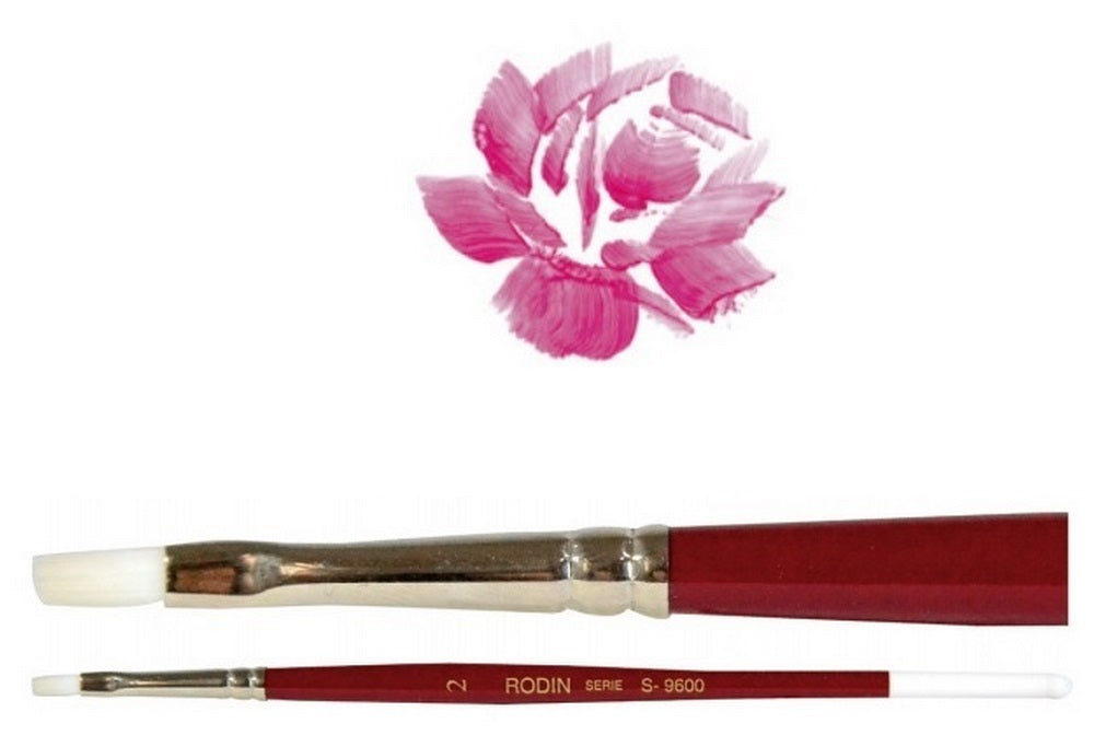 Pincel p/Acrílico 9600 Plano pelo Sintético #5 Rojo-Blanco Corto Rodin® 9600-5 [Pieza] 7501139128199