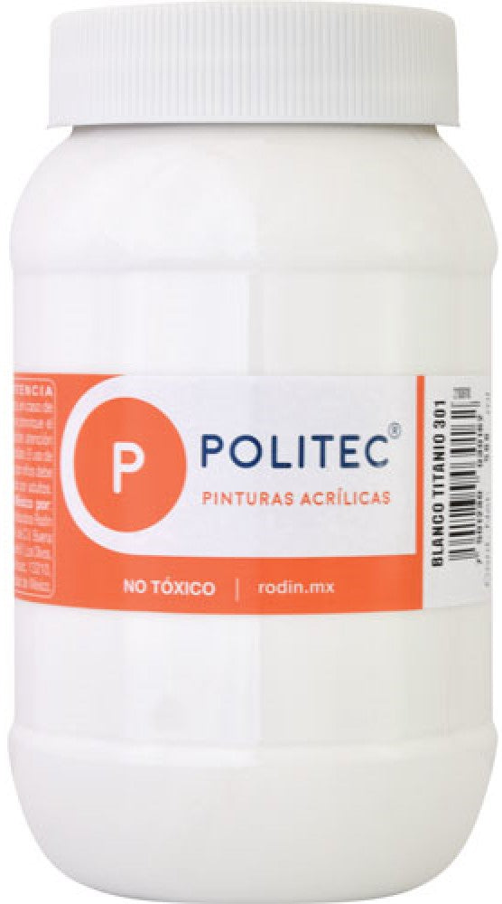 Pintura Acrílica Línea300 500ml Blanco Titanio Politec® #301 Pieza 7501230030162 01
