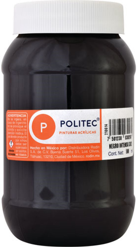 Pintura Acrílica Línea300 500ml Negro Intenso Politec® #302 Pieza 7501230030261 01