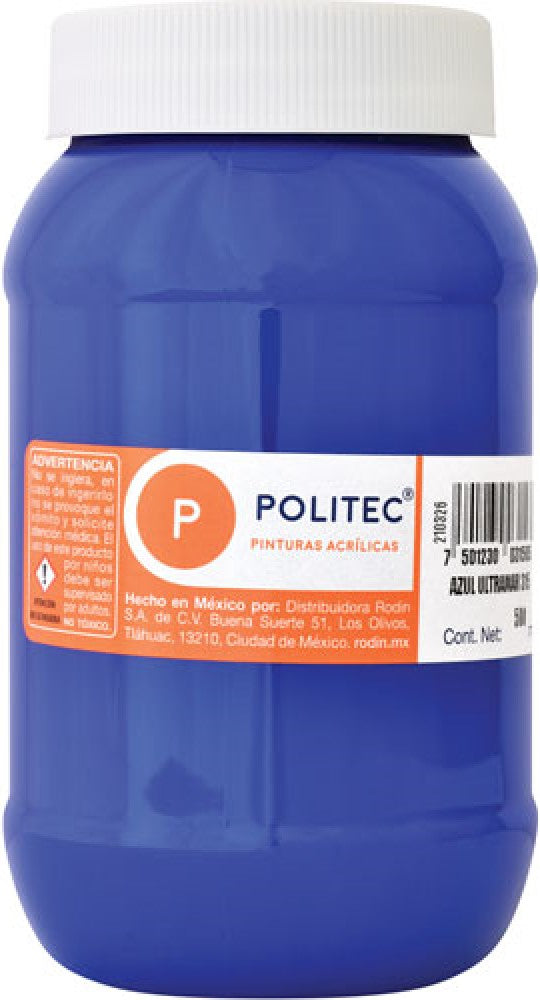 Pintura Acrílica Línea300 500ml Azul Ultramar Politec® #315 Pieza 7501230031565 01