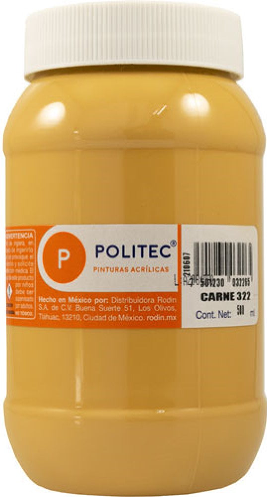 Pintura Acrílica Línea300 500ml Carne Politec® #322 Pieza 7501230032265 01