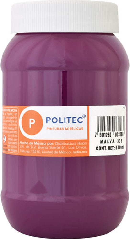 Pintura Acrílica Línea300 500ml Malva Politec® #335 Pieza 7501230033569 01