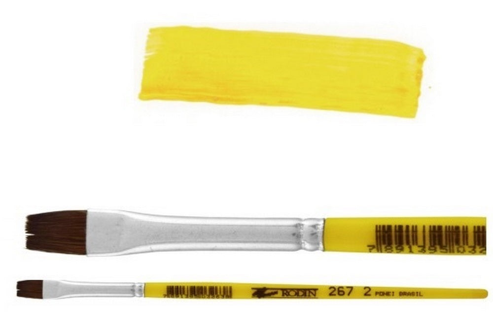Pincel p/Acuarela 267 Plano pelo de Pony #8 Amarillo Corto Rodin® 267-8 [Pieza] 7501139191827