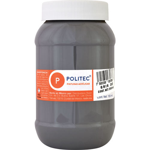 Pintura Acrílica Línea300 500ml Gris Politec® #317 Pieza 7501230031763 01