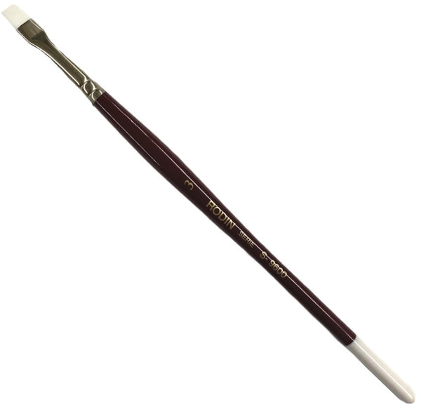 Pincel p/Acrílico 9600 Plano pelo Sintético #3 Rojo-Blanco Corto Rodin® 9600-3 [Pieza] 7501139128175