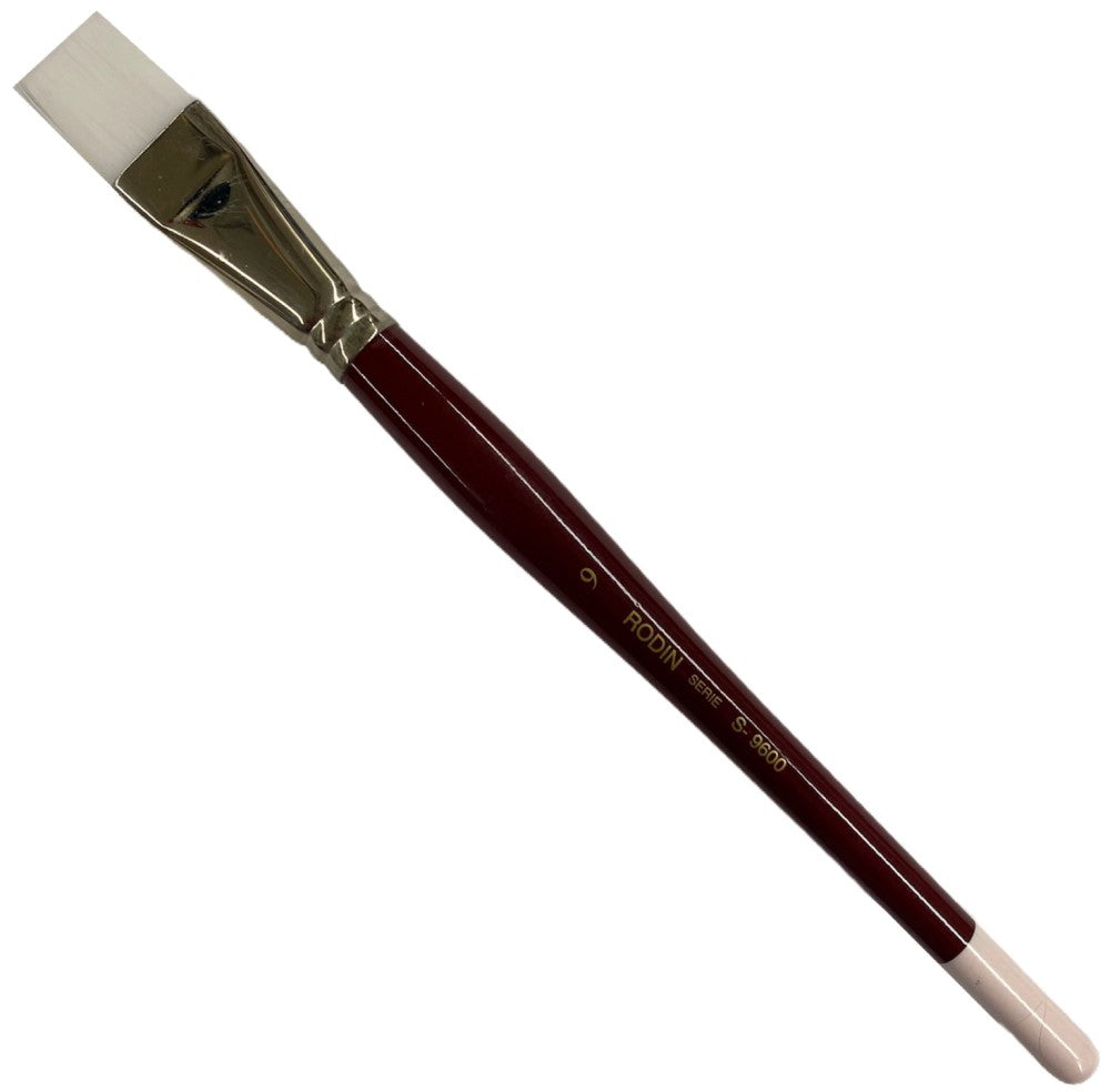 Pincel p/Acrílico 9600 Plano pelo Sintético #9 Rojo-Blanco Corto Rodin® 9600-9 [Pieza] 7501139128236
