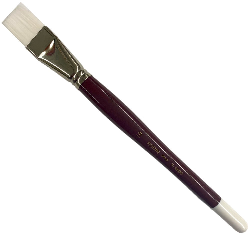Pincel p/Acrílico 9600 Plano pelo Sintético #10 Rojo-Blanco Corto Rodin® 9600-10 [Pieza] 7501139128243
