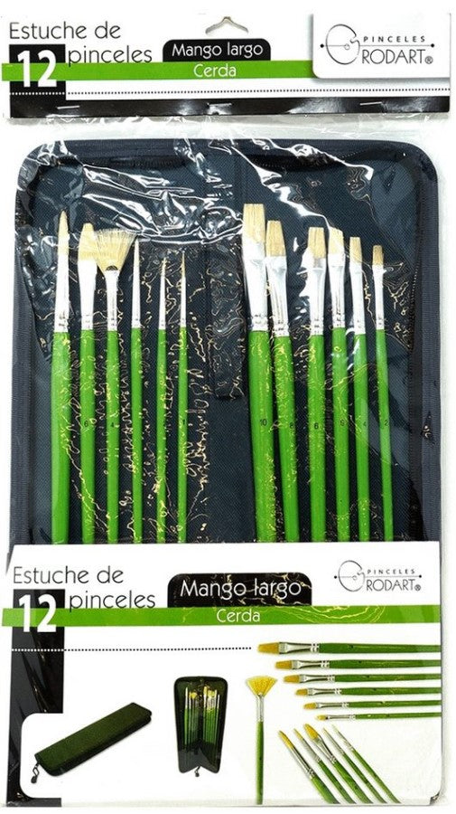 Pinceles en Estuche Tela c/12 Cerda Largo RODART® 71621 [Estuche] 7501139171621