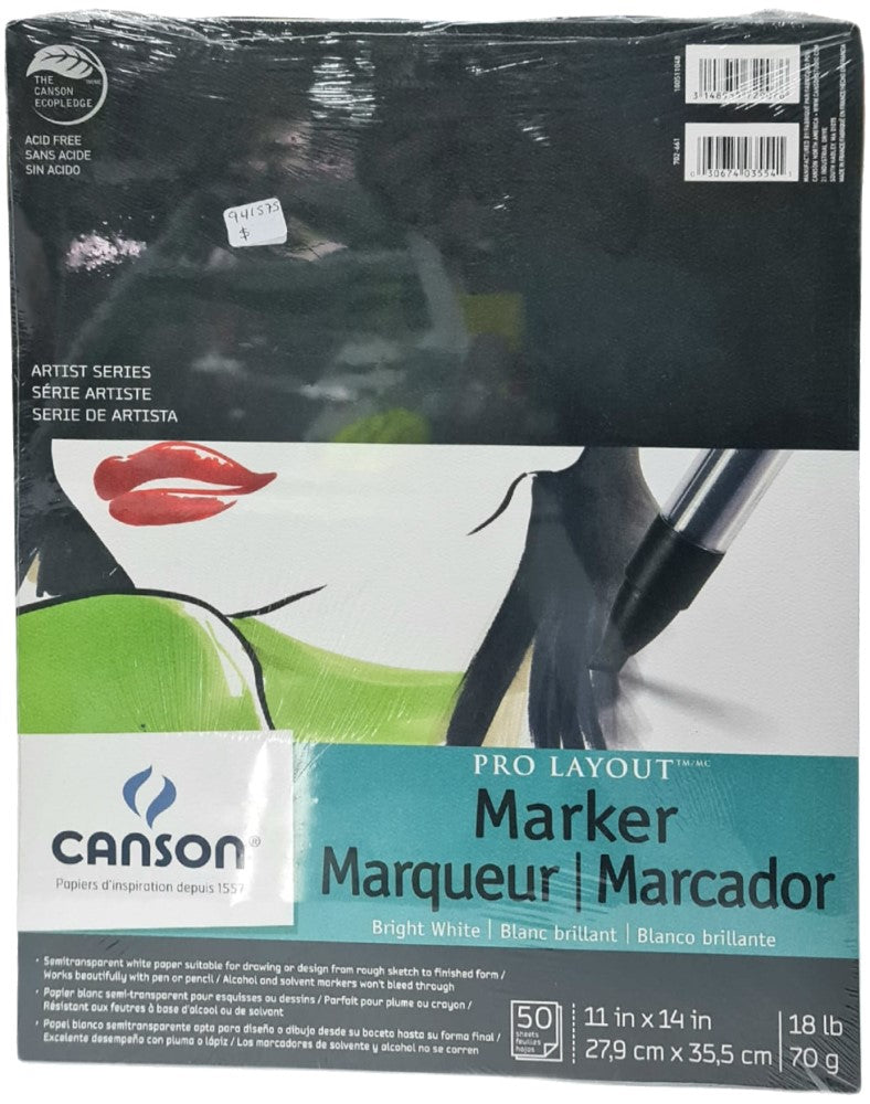 Block p/Arte Marcador d/Diseño 70g 50 hojas 11×14" Canson® ECAU002661 [Pieza] 3148955729076 3