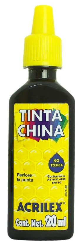 Tinta China Negro 20ml Acrilex® A05120520 [Contenedor plástico] 7891153051130 Imagen principal del producto