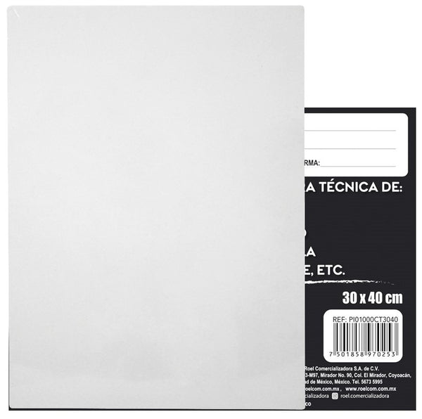 Cartón Forrado c/Tela Blanco 30×40cm INDART® PI01000CT3040 Pieza 7501858970253 02